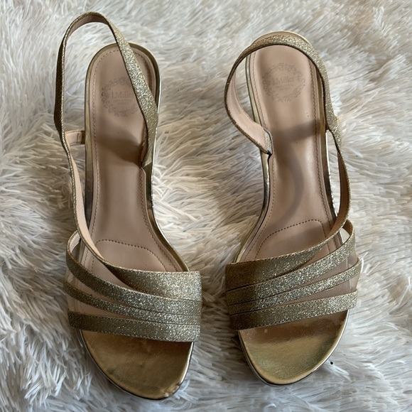Women’s I. Miller Sz 10M platinum glitter embellished strap formal heel sandals - Picture 6 of 13